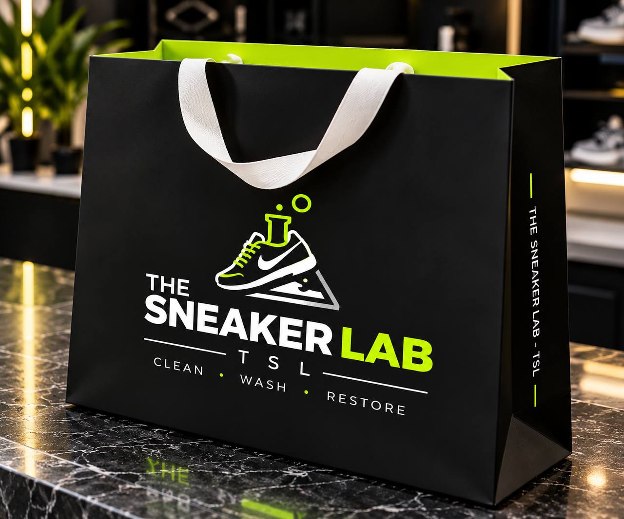 The Sneaker Lab branded packaging